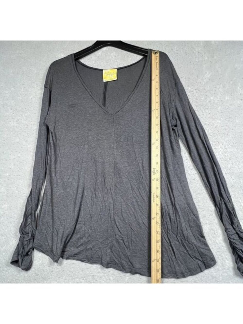 Top Womens Size Small Gray Boho Low Back Top Tunic Long Sleeve - Picture 8 of 12